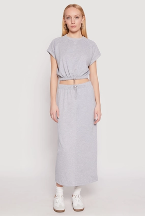 Almost Famous Fleece Maxi Skirt Outfit Essence