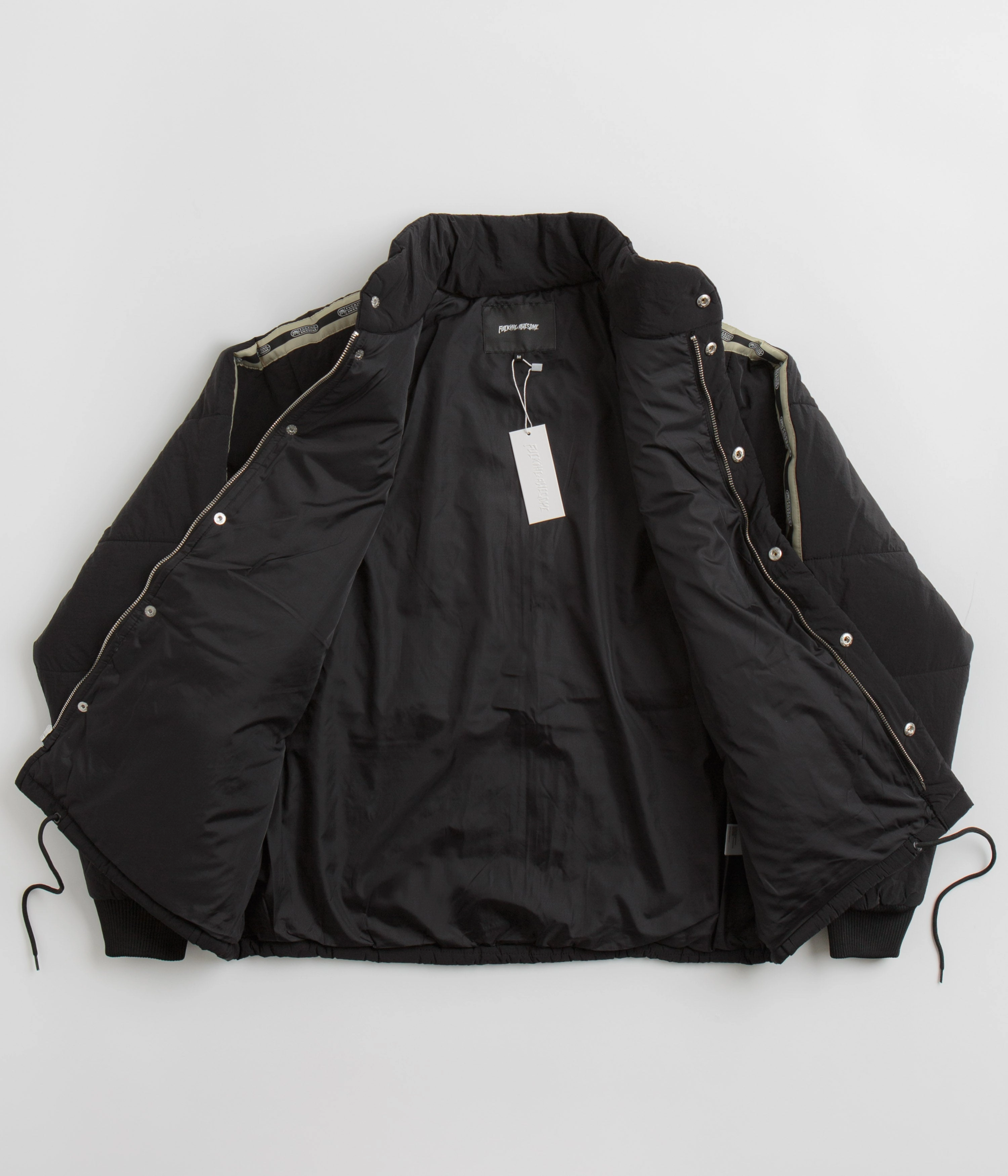 Multi pockets Fucking Awesome Dill Racing Puffer Jacket - Black