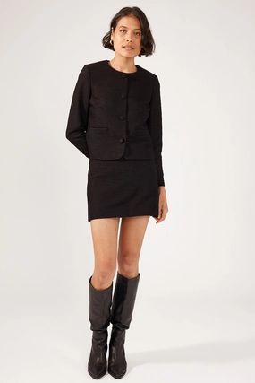 Perfect Stranger Posh Classic Fitted Textured Jacket Black Hooded Attachment