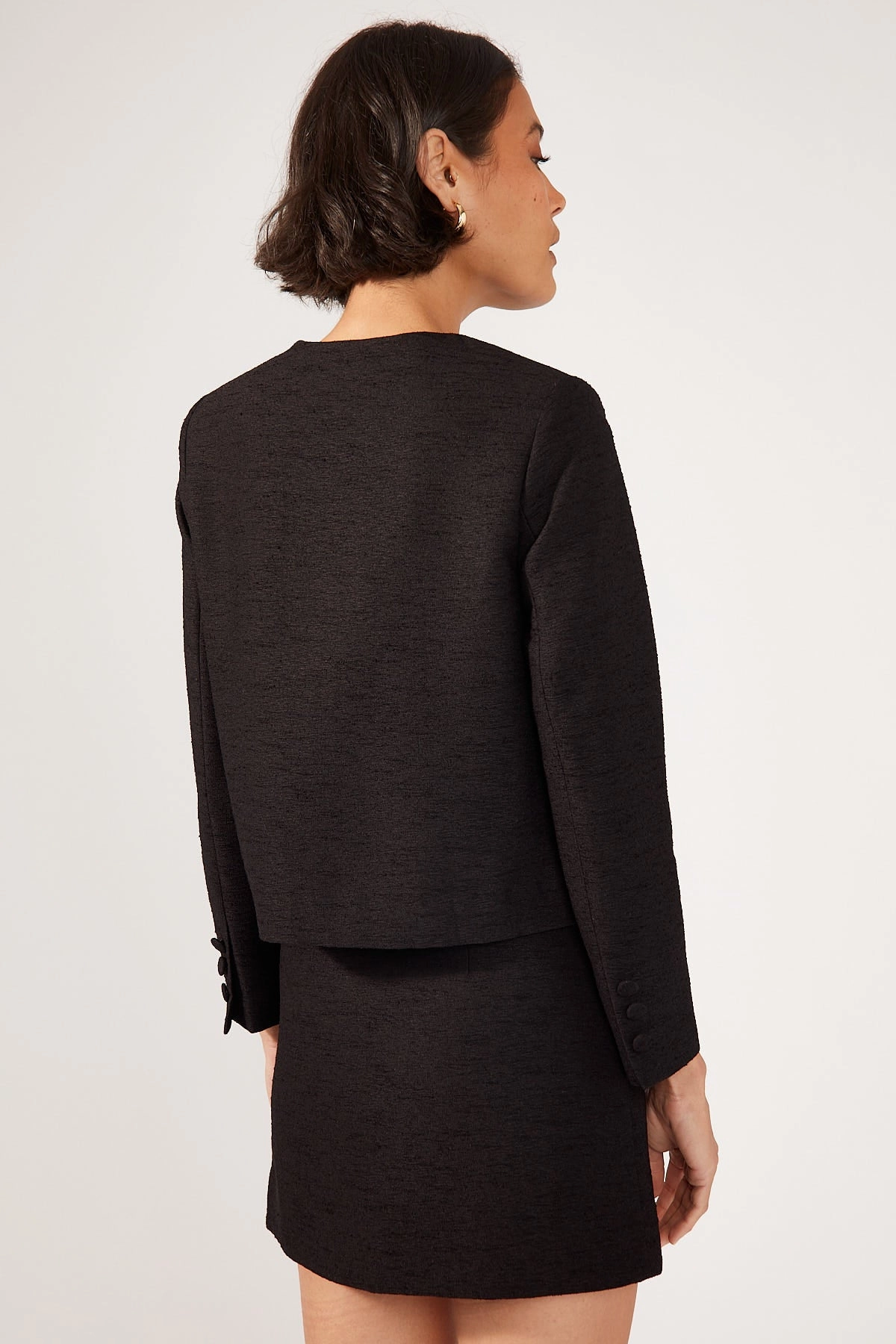 Perfect Stranger Posh Classic Fitted Textured Jacket Black Cool Climate