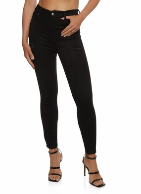WAX Basic Distressed High Waist Skinny Jeans Travel Outfit Casual Stretch