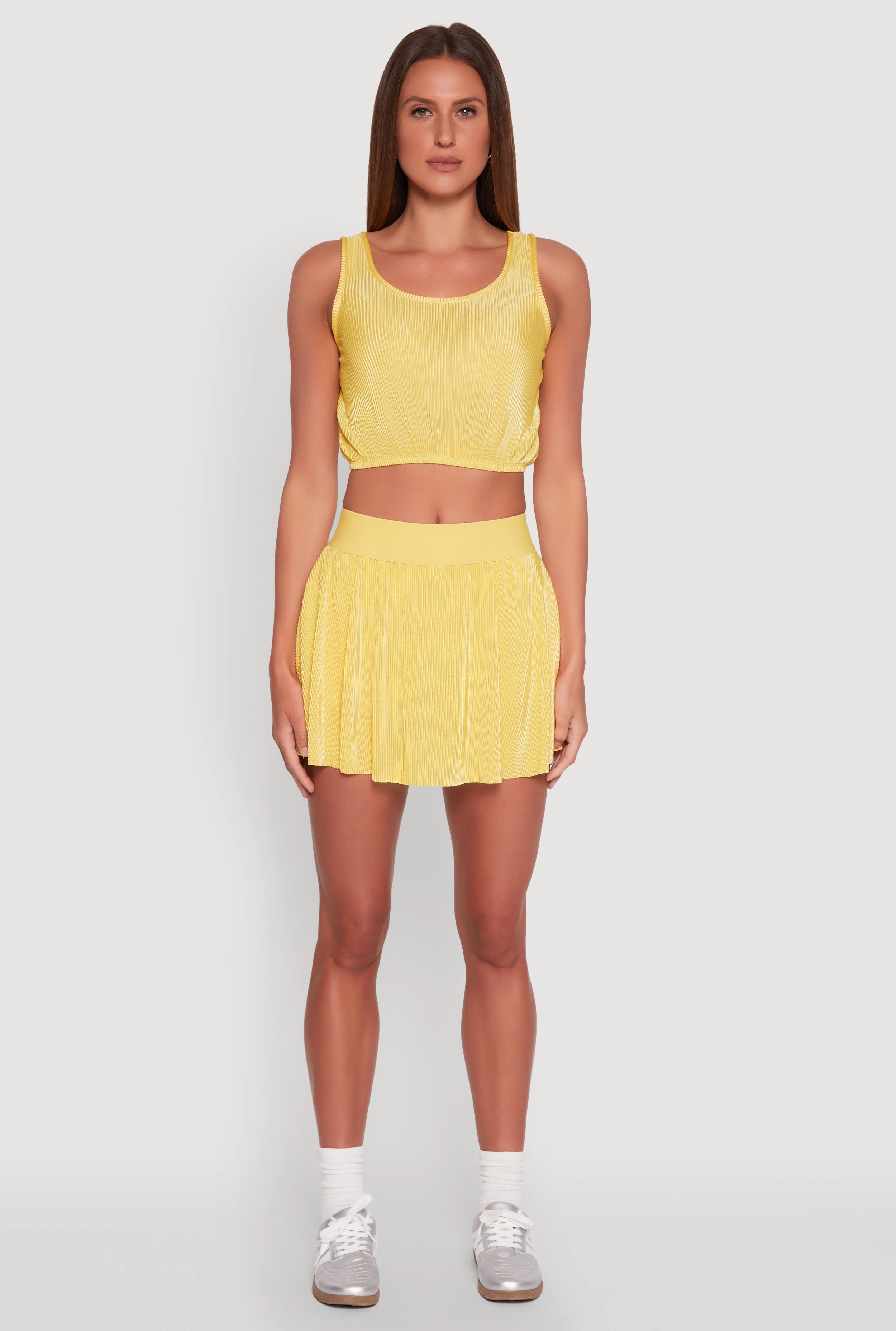 Almost Famous Plisse Lined Skater Skirt Easy Outfit Easy Movement