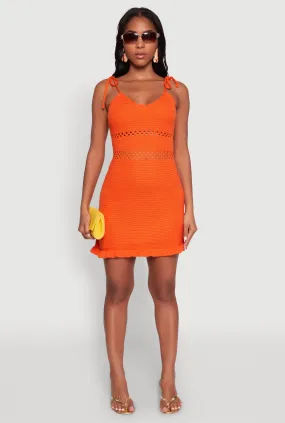 Fluid movement ContrastStitching Madden Girl Crochet Cami Dress with Tie Straps and Scallop Trim