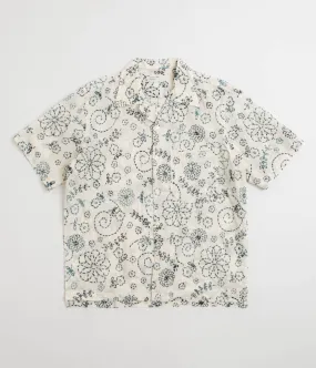 Ethical production Tailored Cuffs Universal Works Camp Shirt - Ecru Charcoal