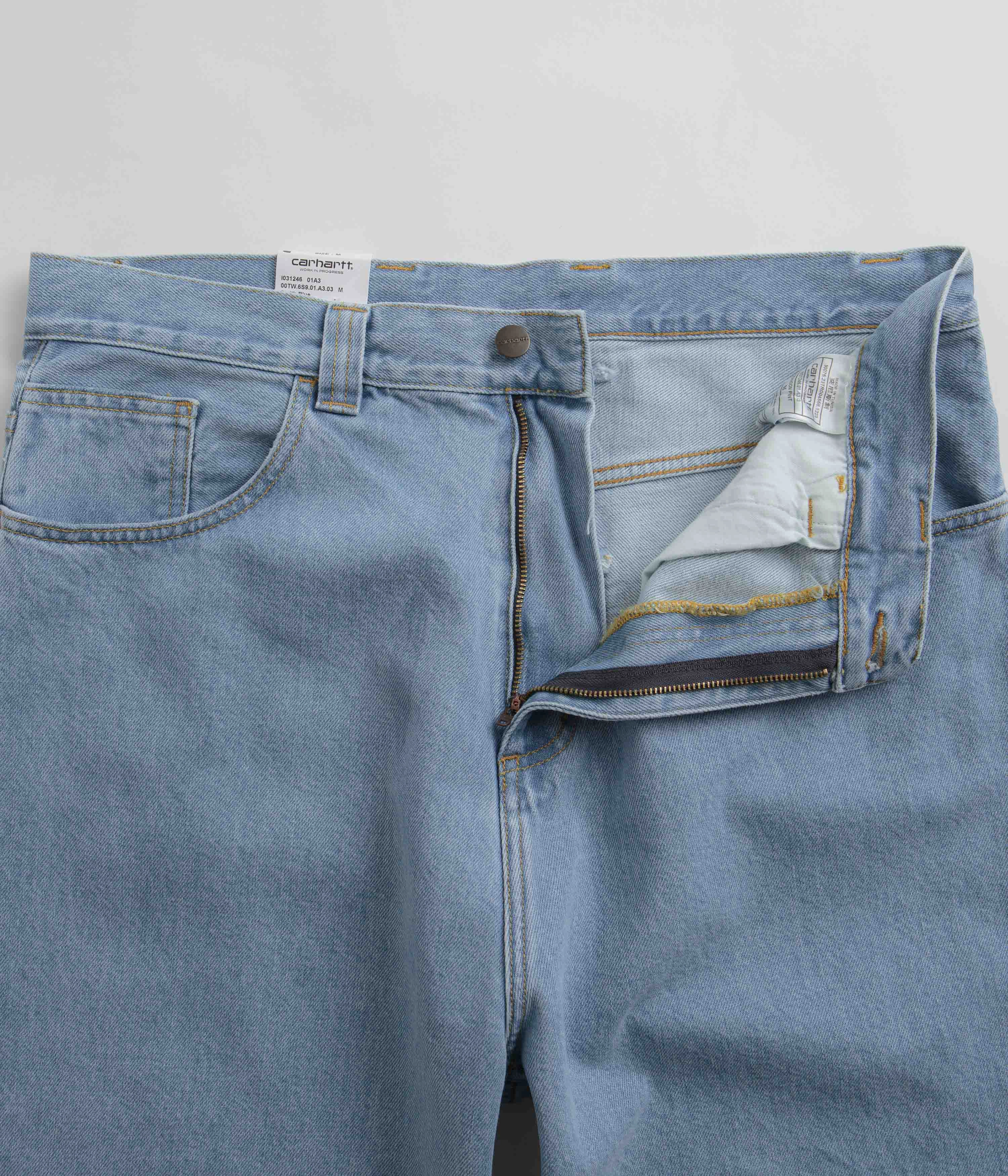 Softened Hem Sport Friendly Carhartt Brandon Denim Pants - Blue Heavy Stone Bleach