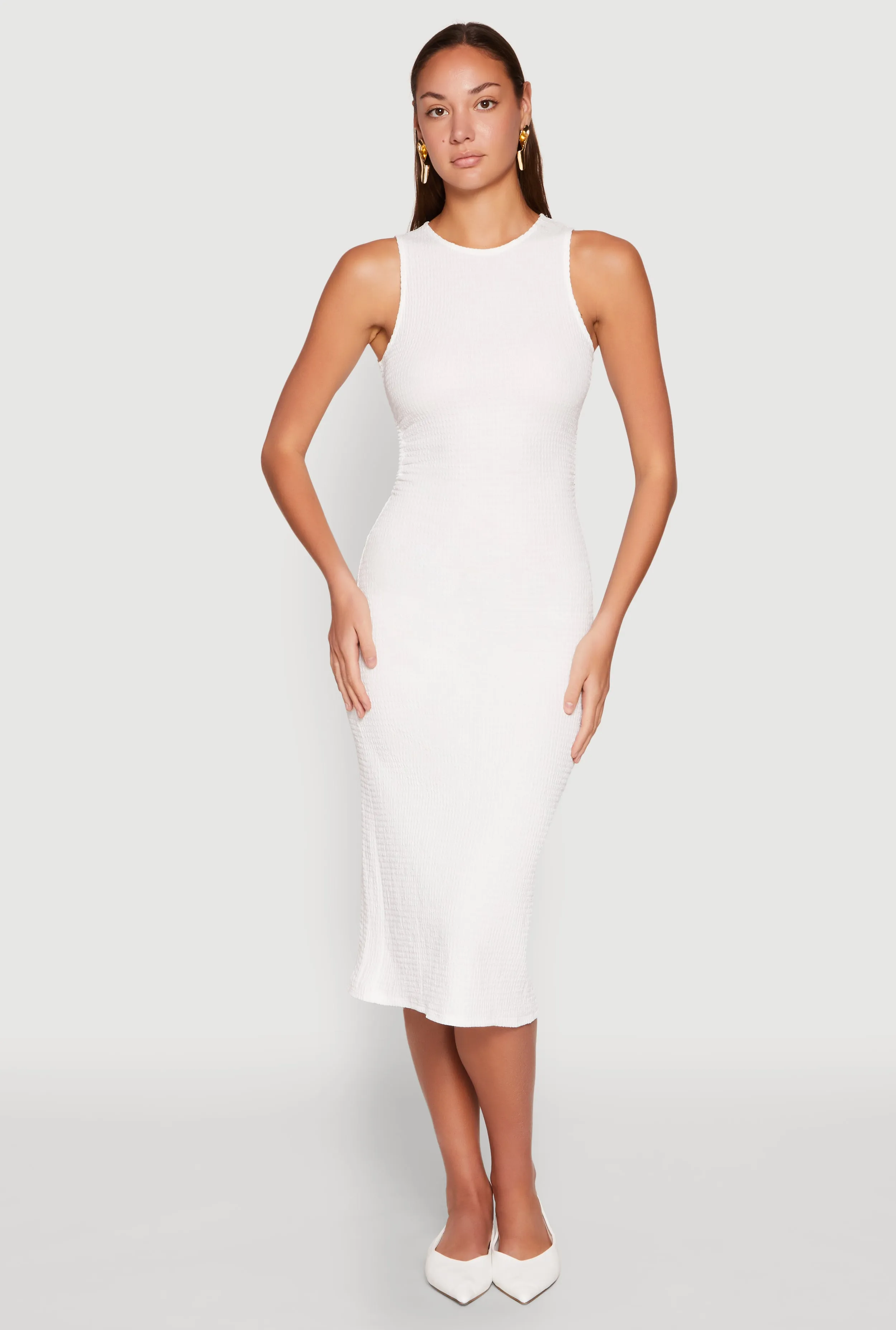 Textured Knit Cut Out Midi Dress Walk Easy