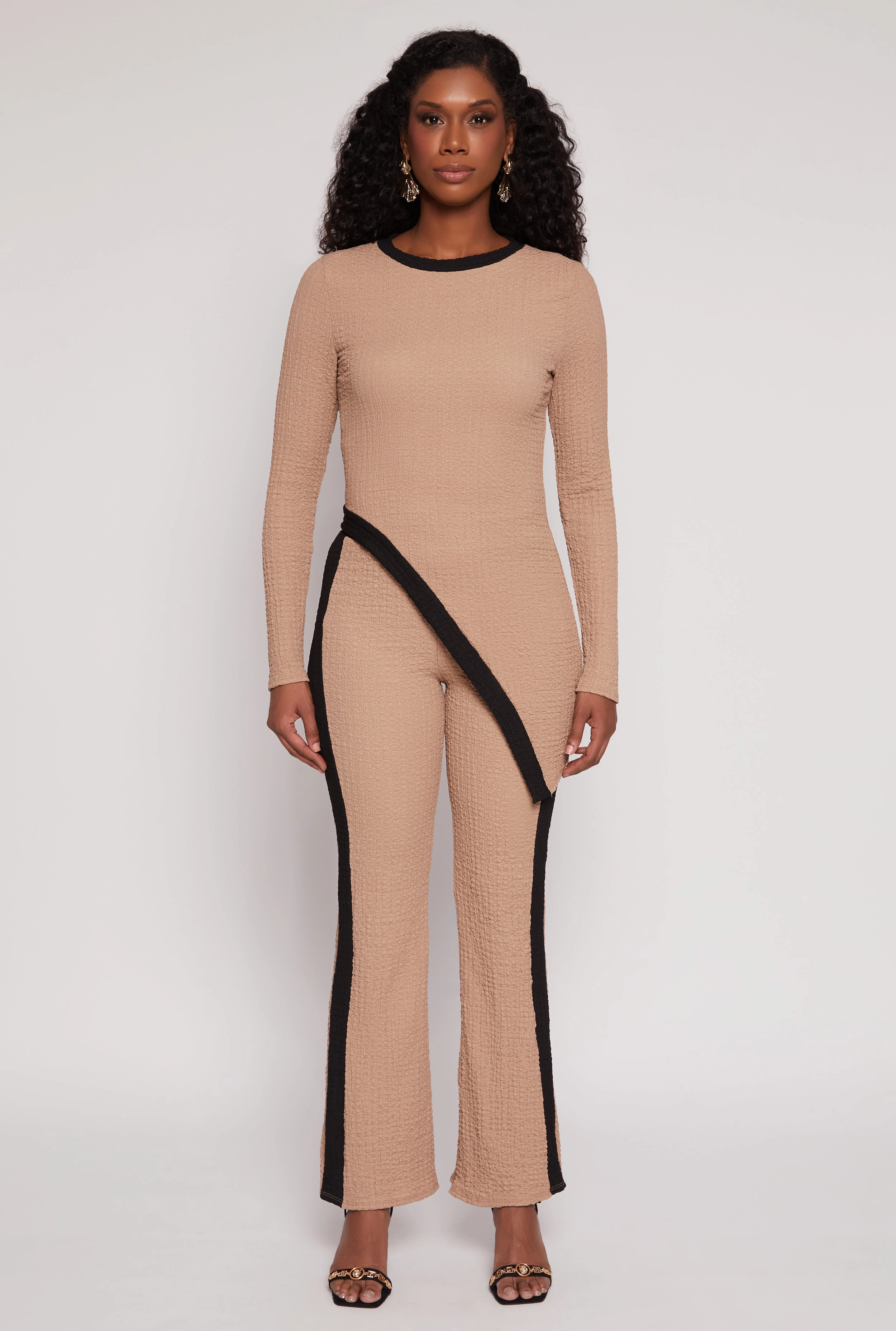 Textured Knit Asymmetrical Top Sporty Beverage