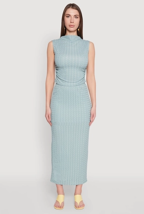 Textured Knit High Waisted Maxi Skirt Weekend Fashion