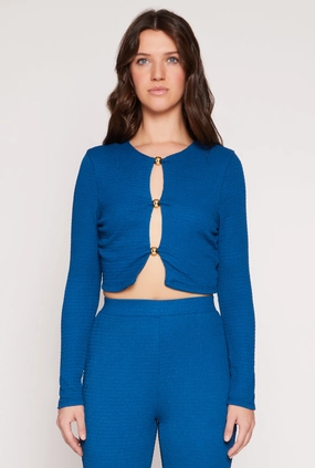 Textured Knit Keyhole Crop Top Candle Art