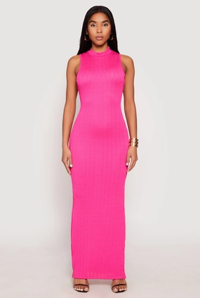 Bloom Soft Lunch Date Textured Knit Turtleneck Maxi Dress