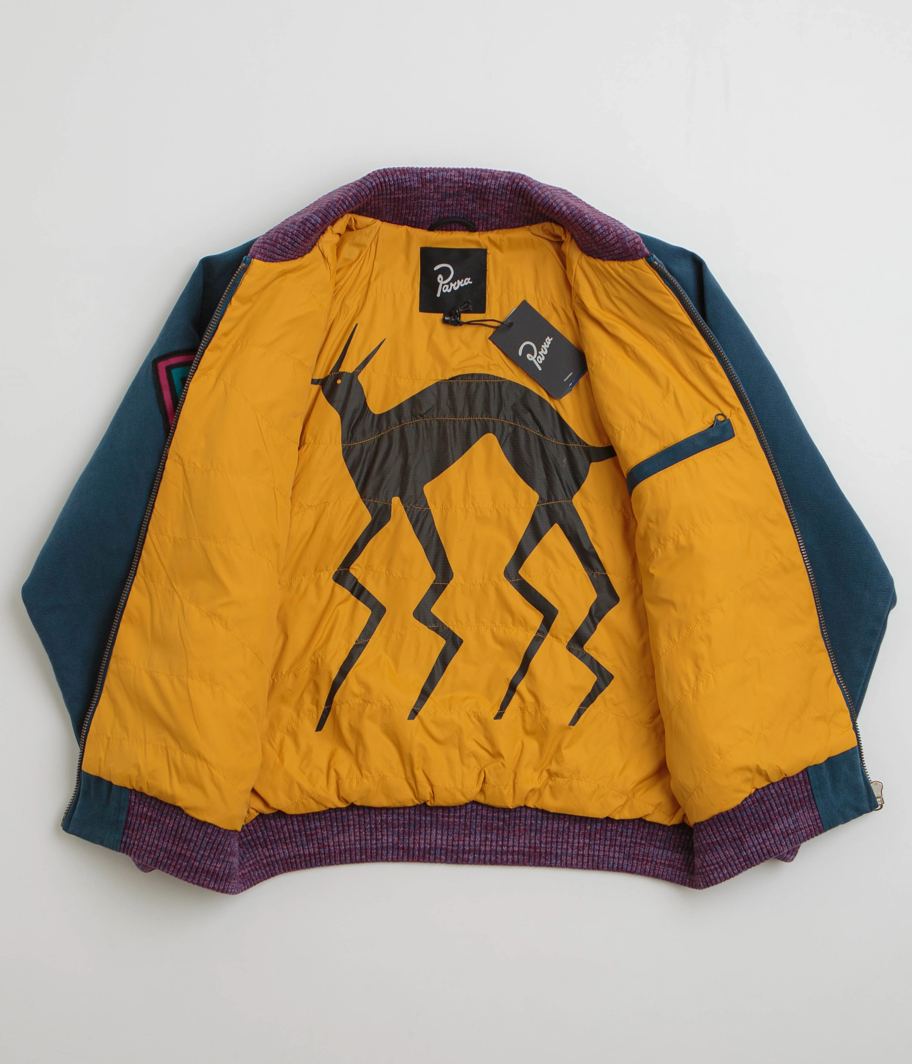 AbrasionResistant by Parra Skull Stalker Varsity Jacket - Washed Blue