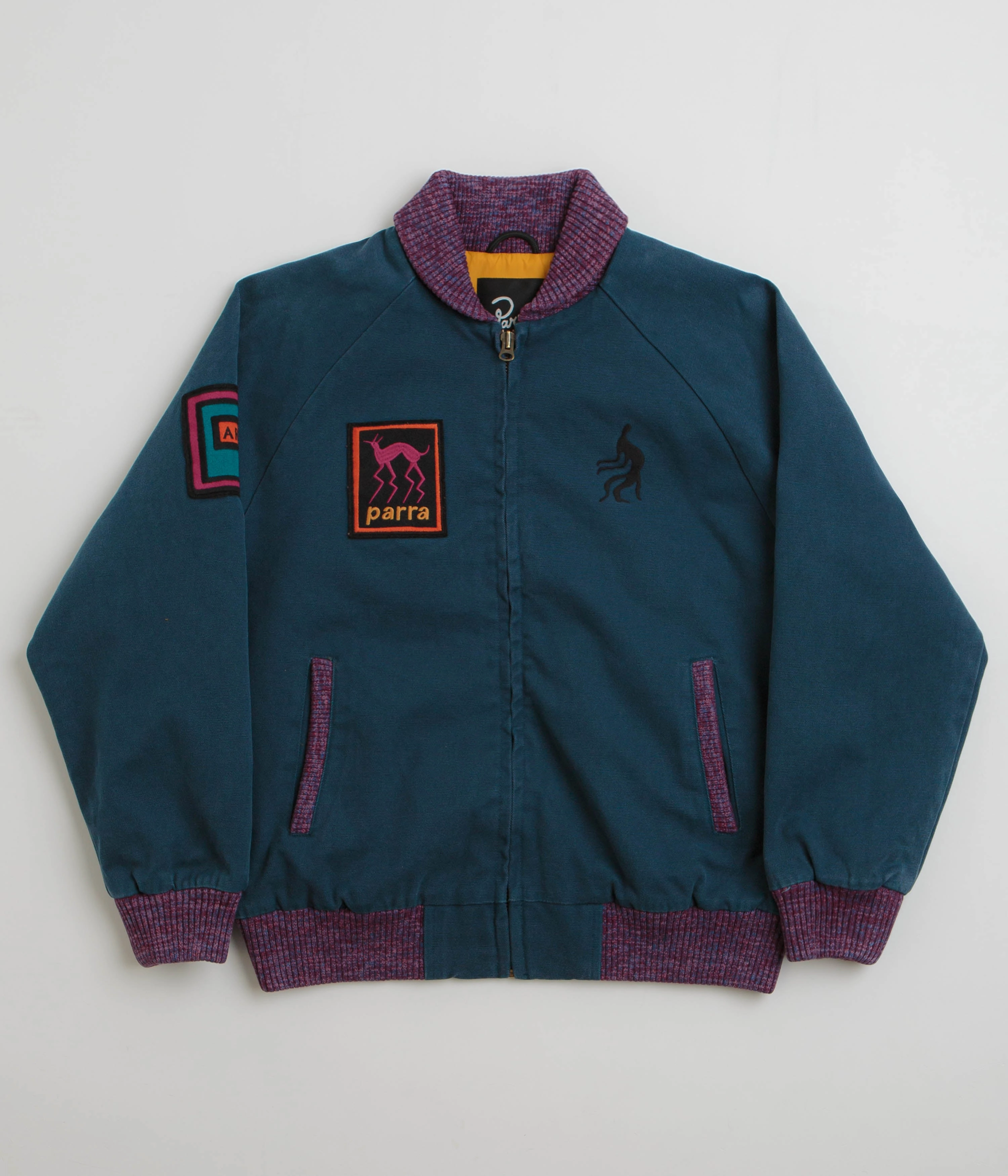 Cool Season Embellished Trim by Parra Skull Stalker Varsity Jacket - Washed Blue
