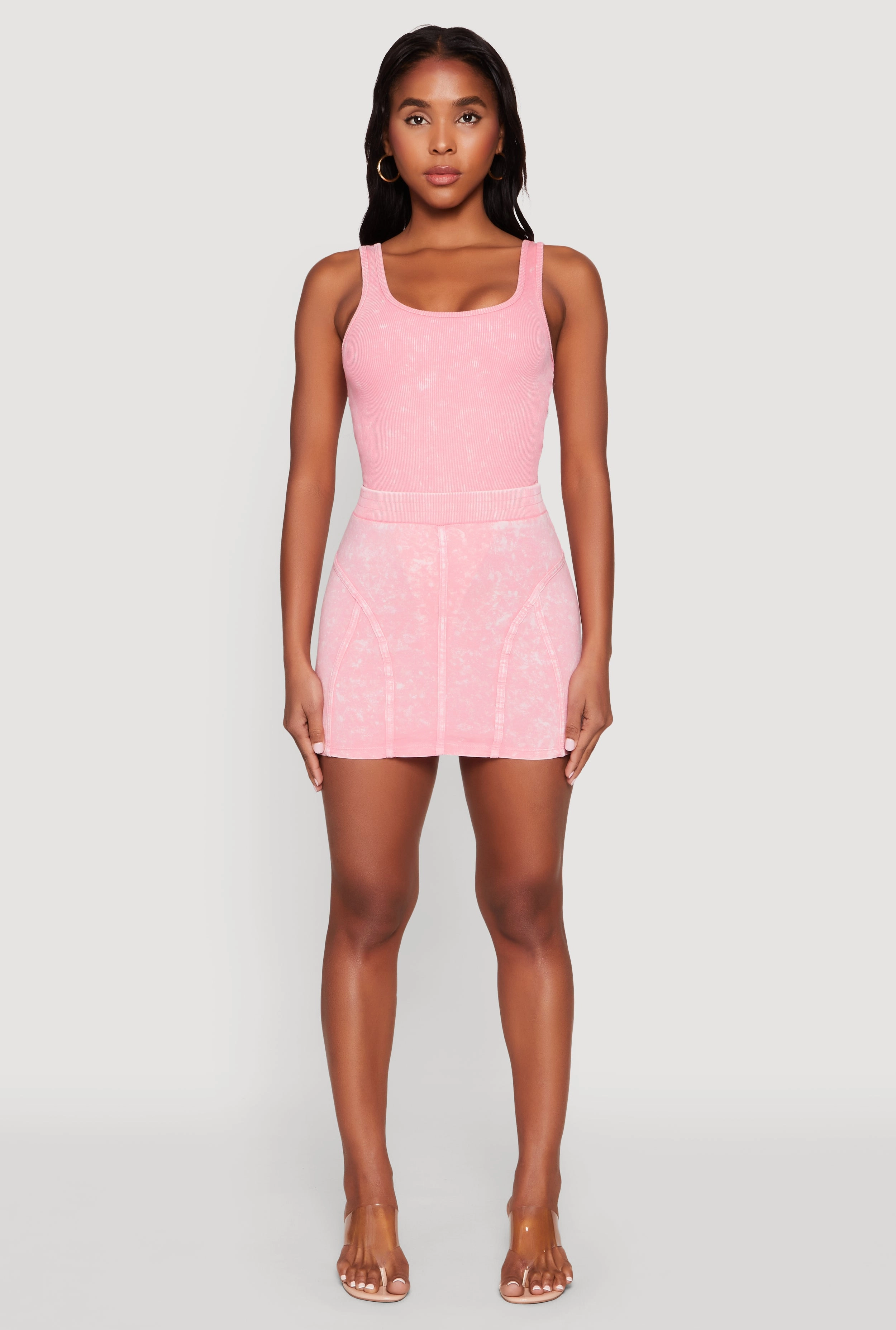 Abrasion resistant Mineral Wash High Waist Mini Skirt