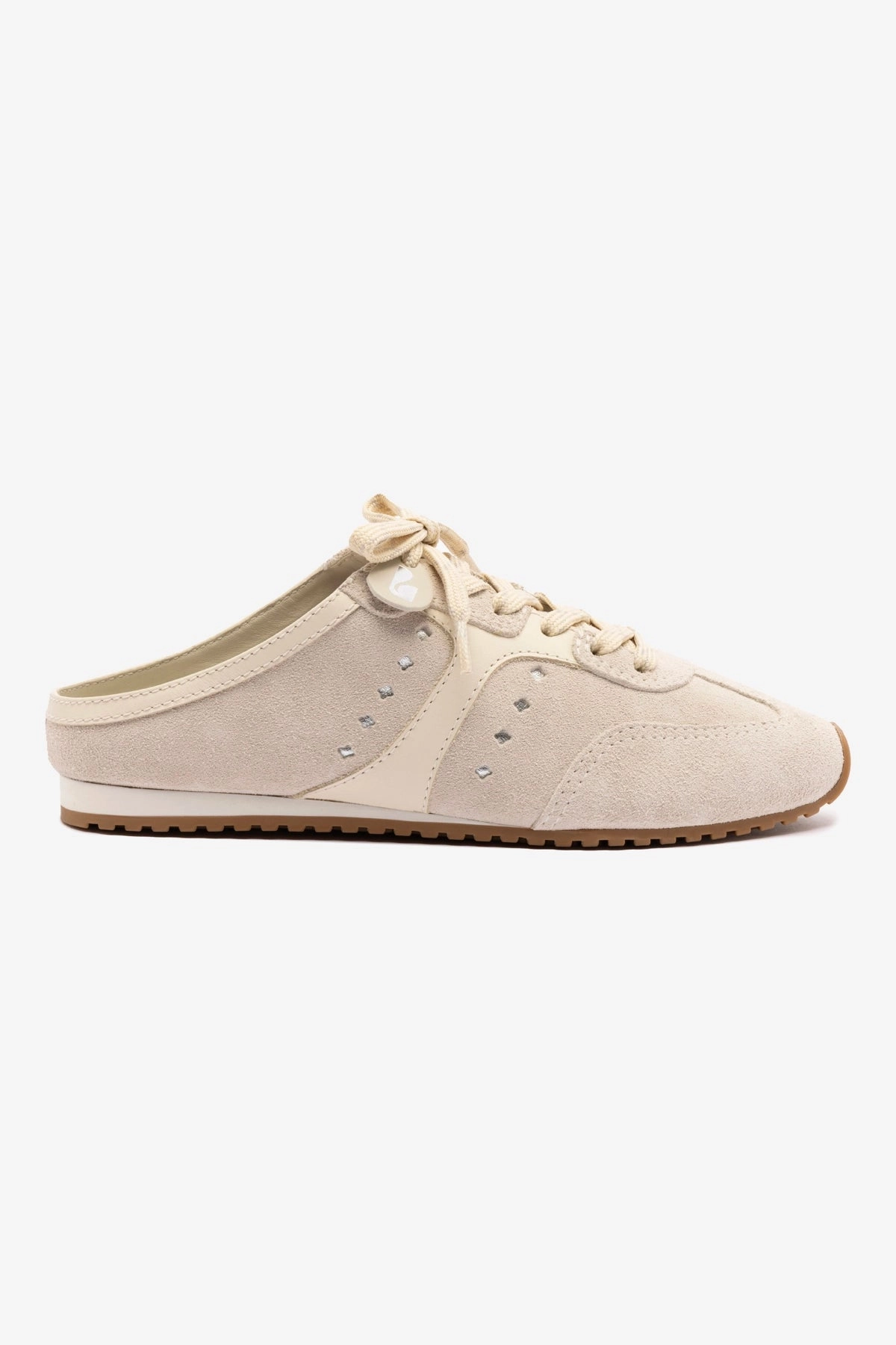 Stella Mule In Mushroom Grey Suede and Ivory Leather All-weather flair Quick Fit