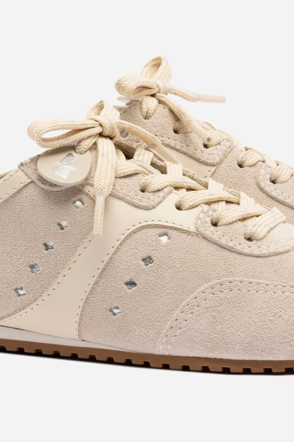 Comfort Lifestyle Seamless grip Stella Mule In Mushroom Grey Suede and Ivory Leather