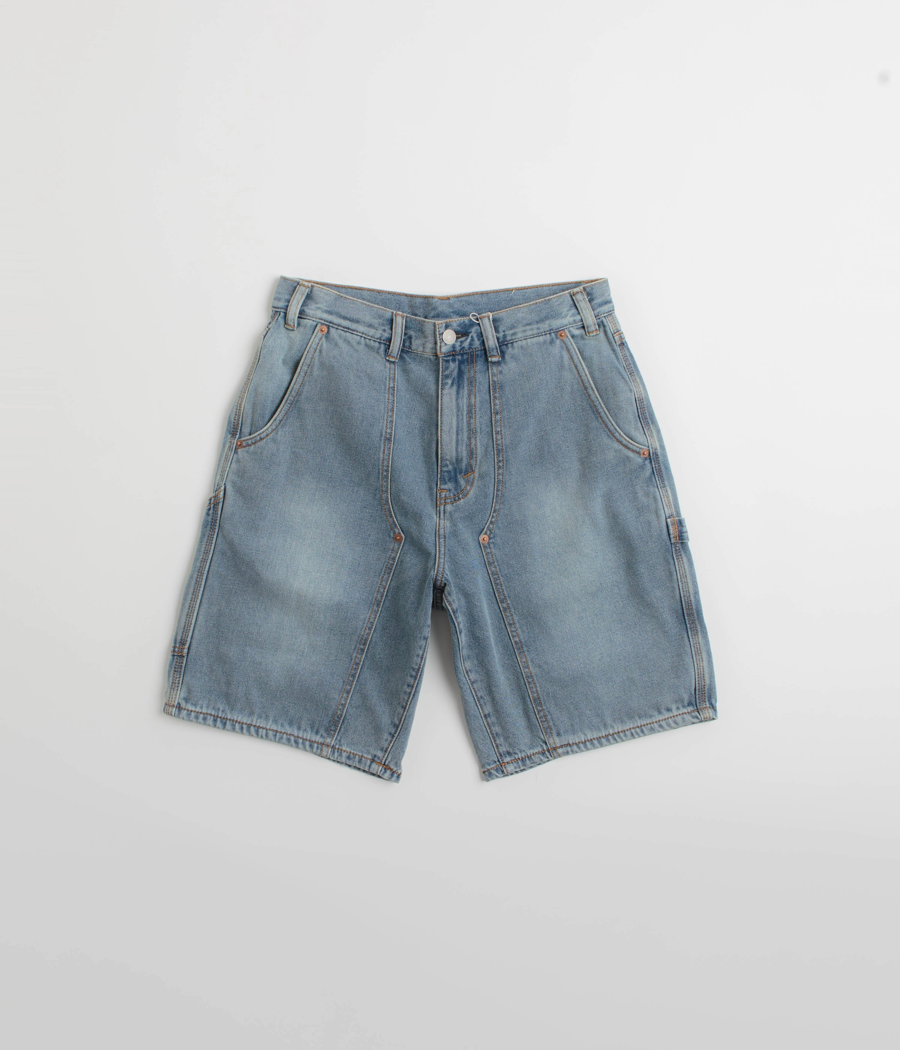 maternity option energetic look thisisneverthat Denim Carpenter Shorts - Washed Blue