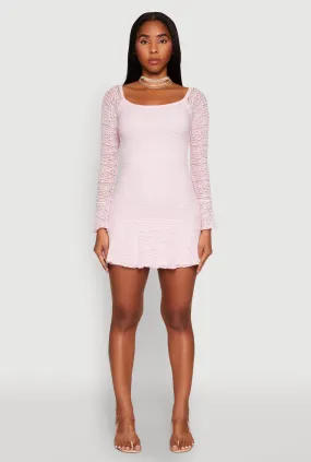 Iris Lace Overlay Long Sleeve Mini Dress Chic Layered Wear