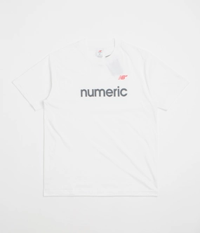 New Balance Numeric Linear Logo T-Shirt - White Anti Pilling Finish Ribbed Collar Design