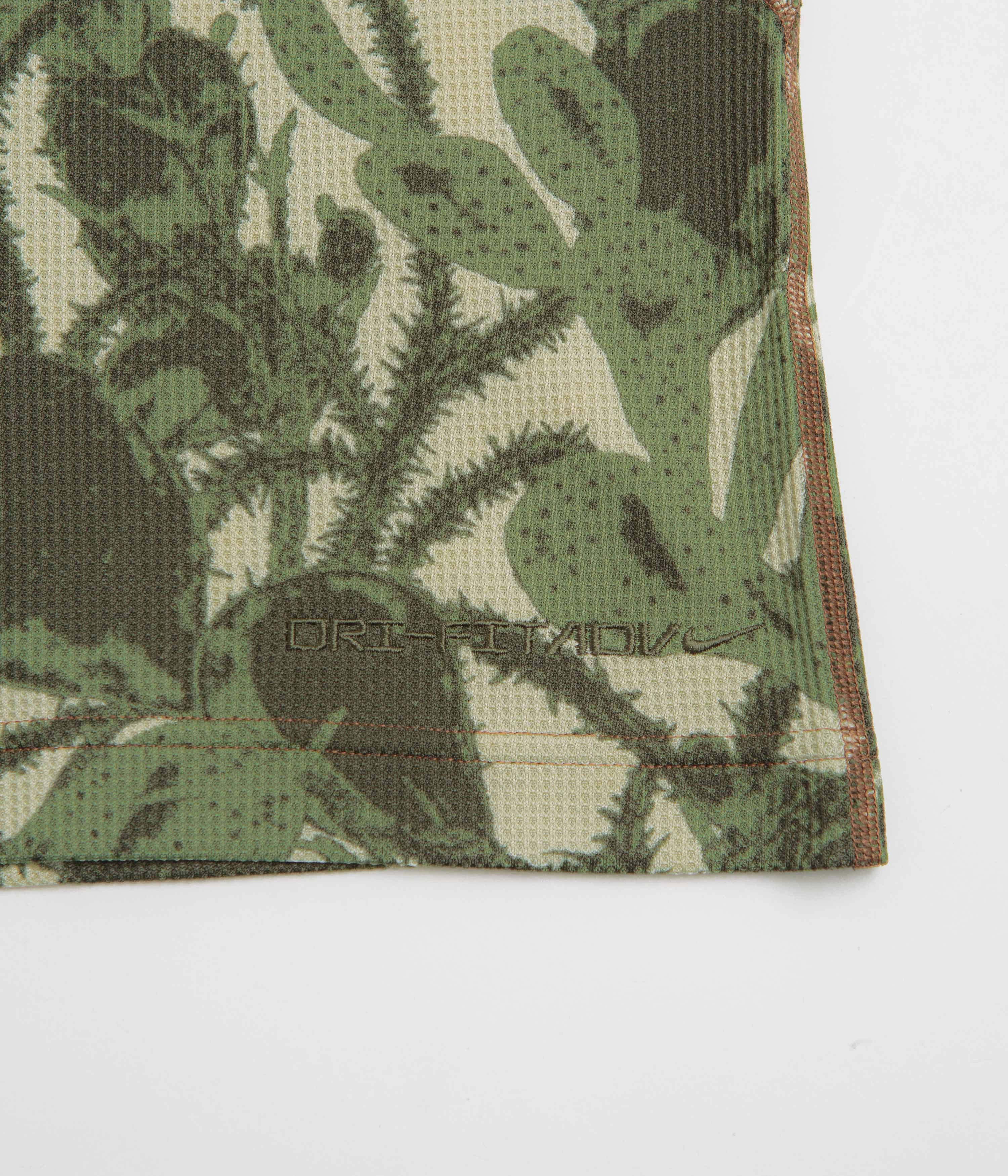 Nike ACG AOP Chinati T-Shirt  - Light Khaki / Cargo Khaki / Summit White Circular Knit Construction Stretchable Collar Band