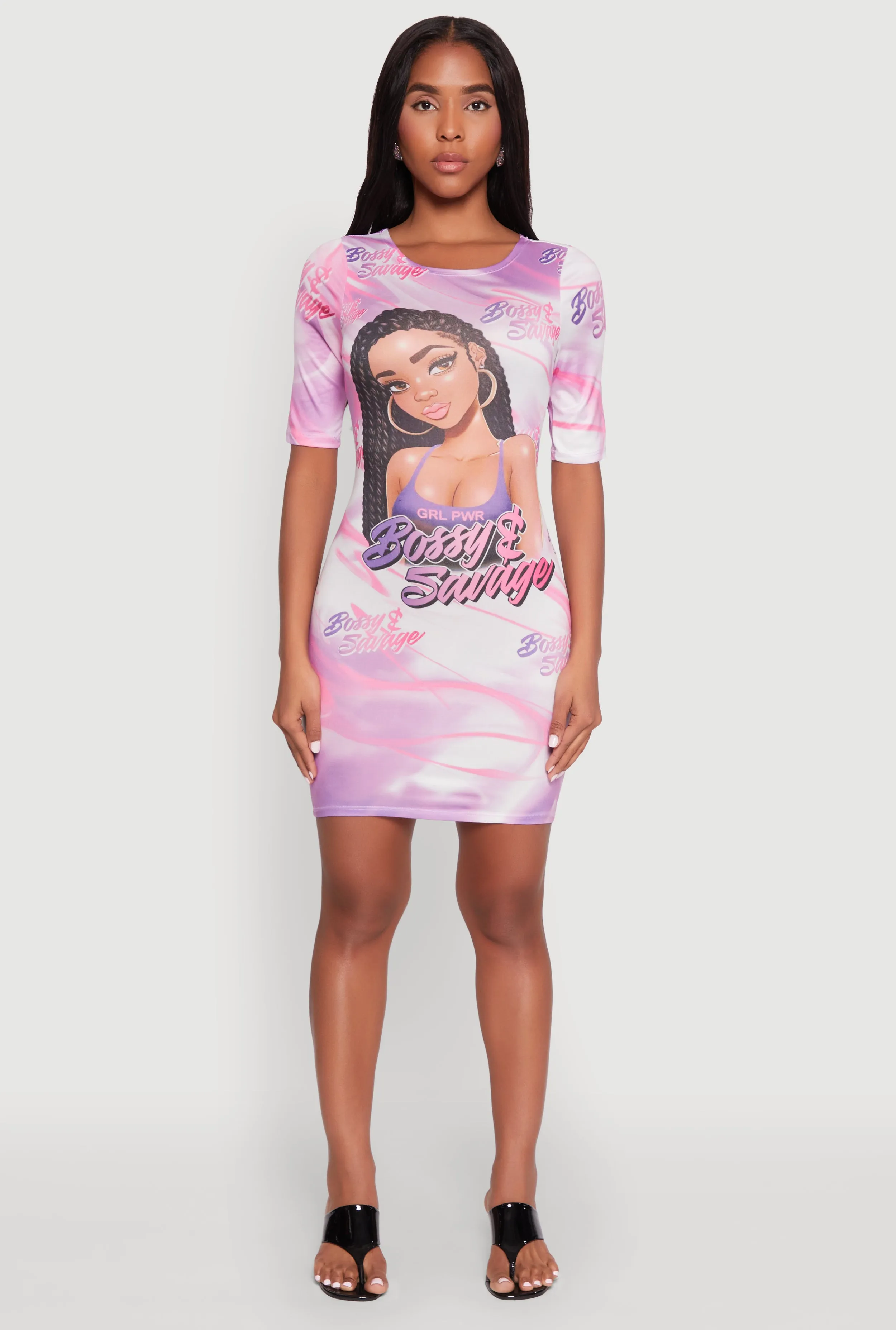 Bossy and Savage Graphic T Shirt Dress petite size