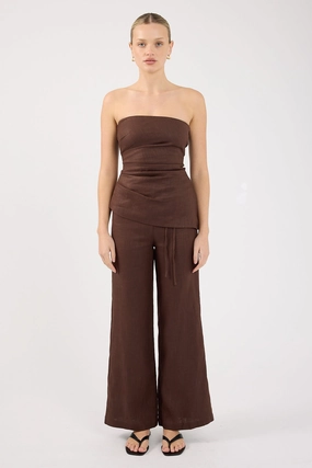 Laser cut Perfect Stranger Marlo Mid Rise Menorca Pant Brown