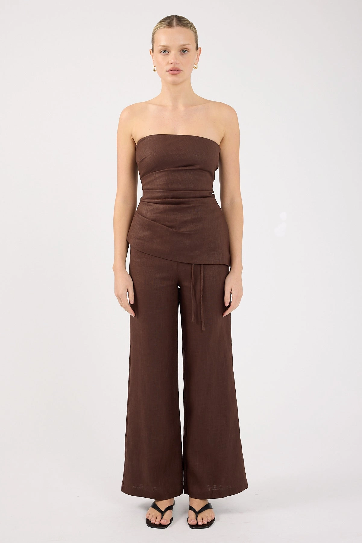 Laser cut Perfect Stranger Marlo Mid Rise Menorca Pant Brown