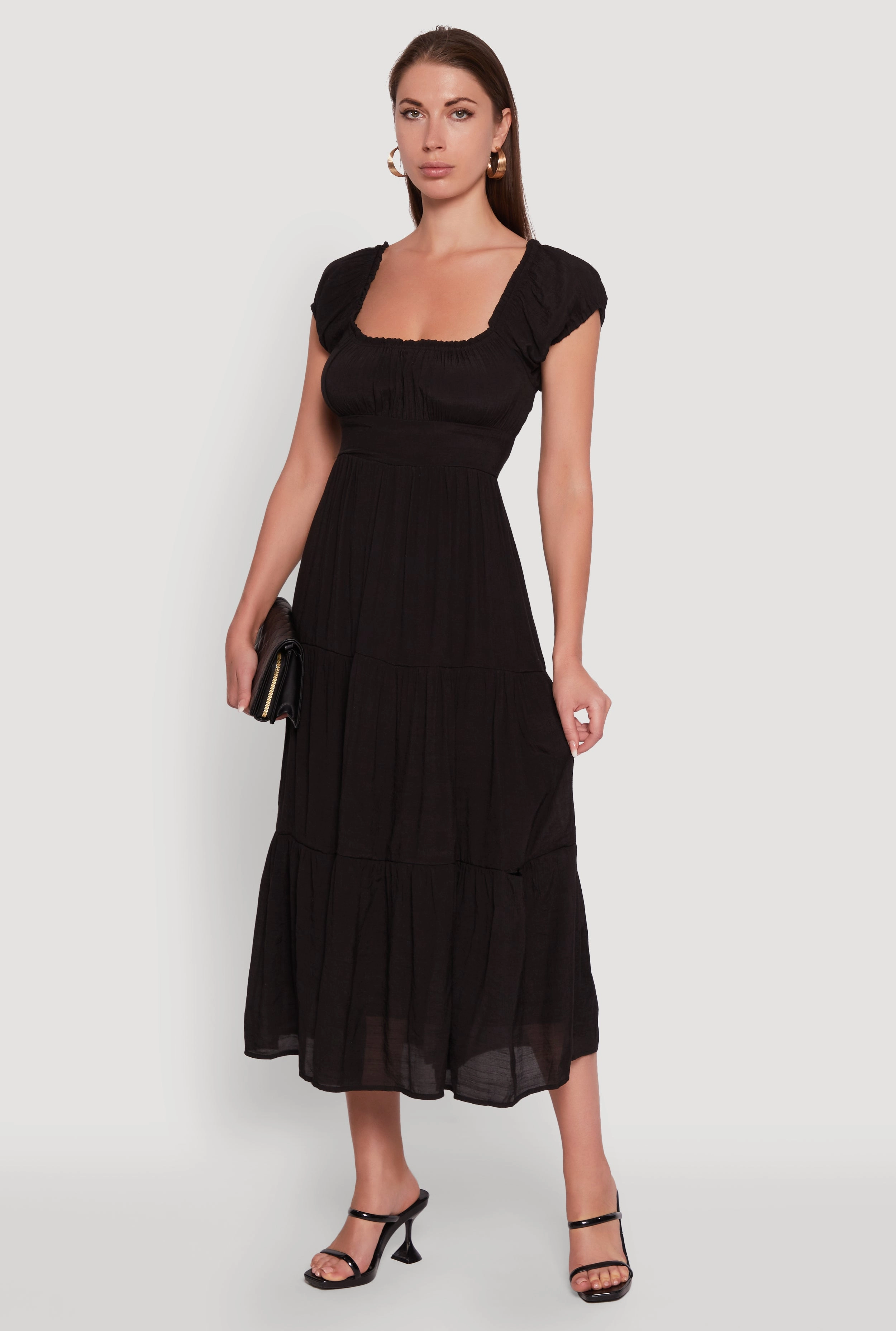 Timeless Short Puff Sleeve Empire Waist Maxi Dress Smart Pairing Cool Drape