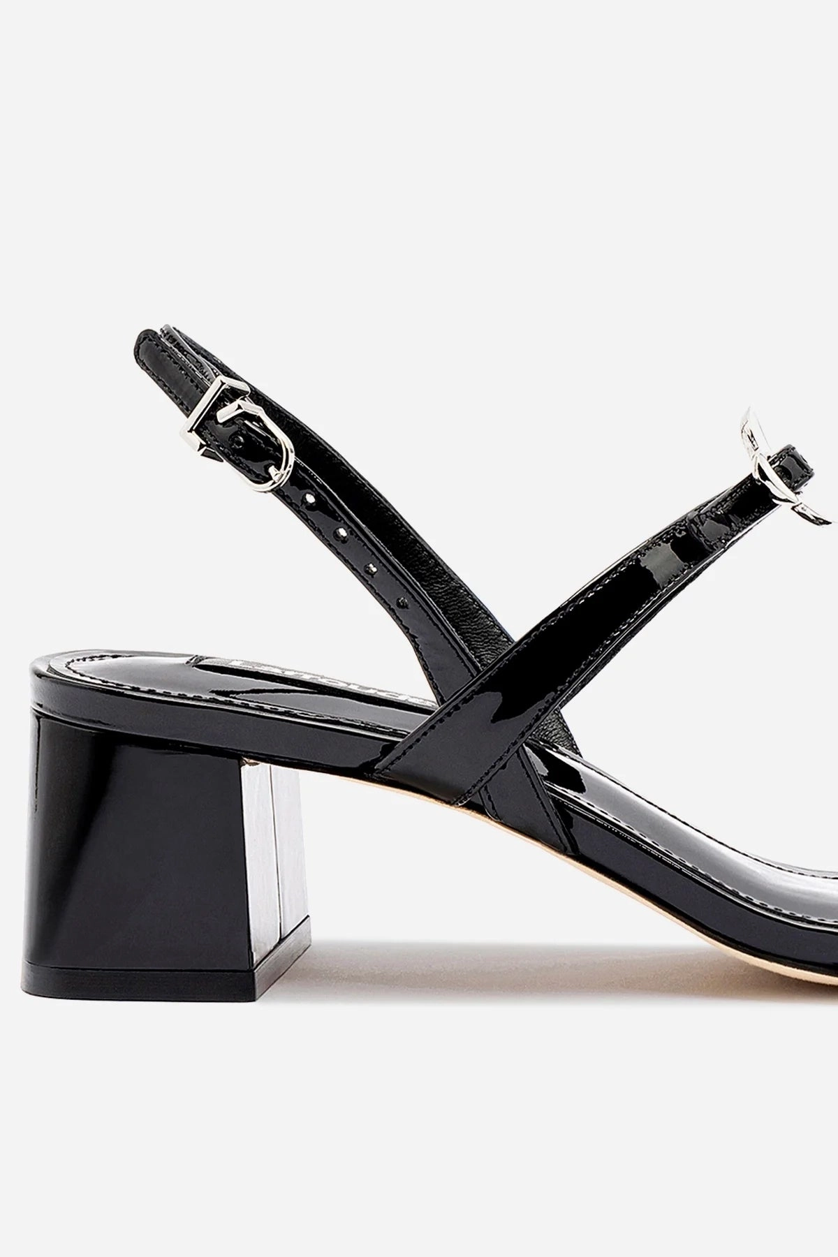 Sleek Vacation Sandals Tinx Block In Black Patent Leather