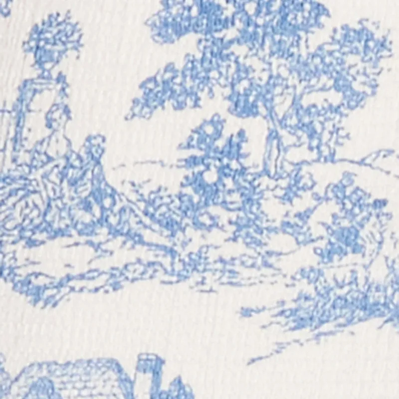 Toile de Jouy Bubble Hem Dress Fresh Combo Waist-Cinching
