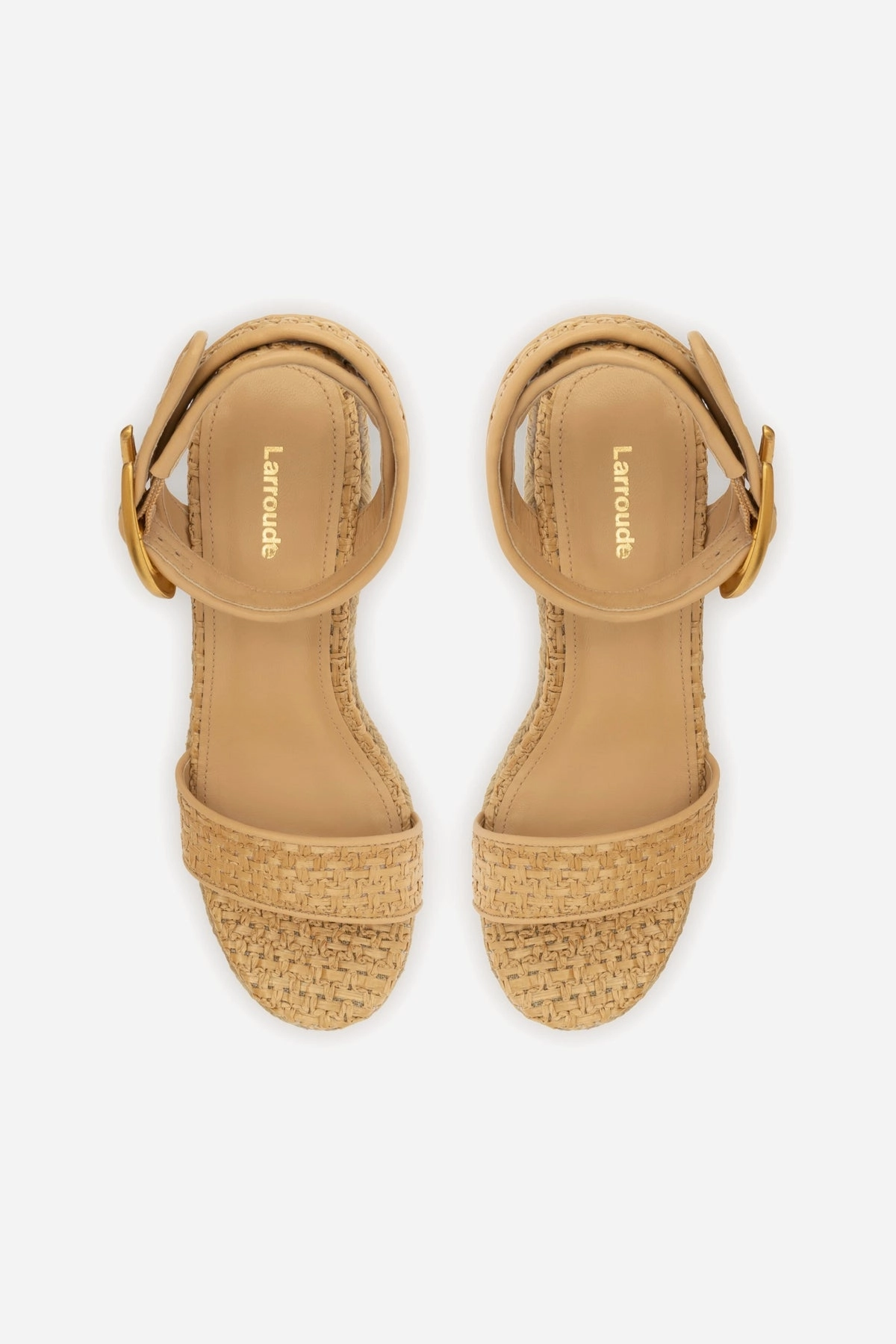Verona Hi Wedge In Beige Leather and Natural Raffia waterproof construction