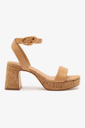 Mesh Dolly Verona Low Sandal In Tan Leather and Natural Cork