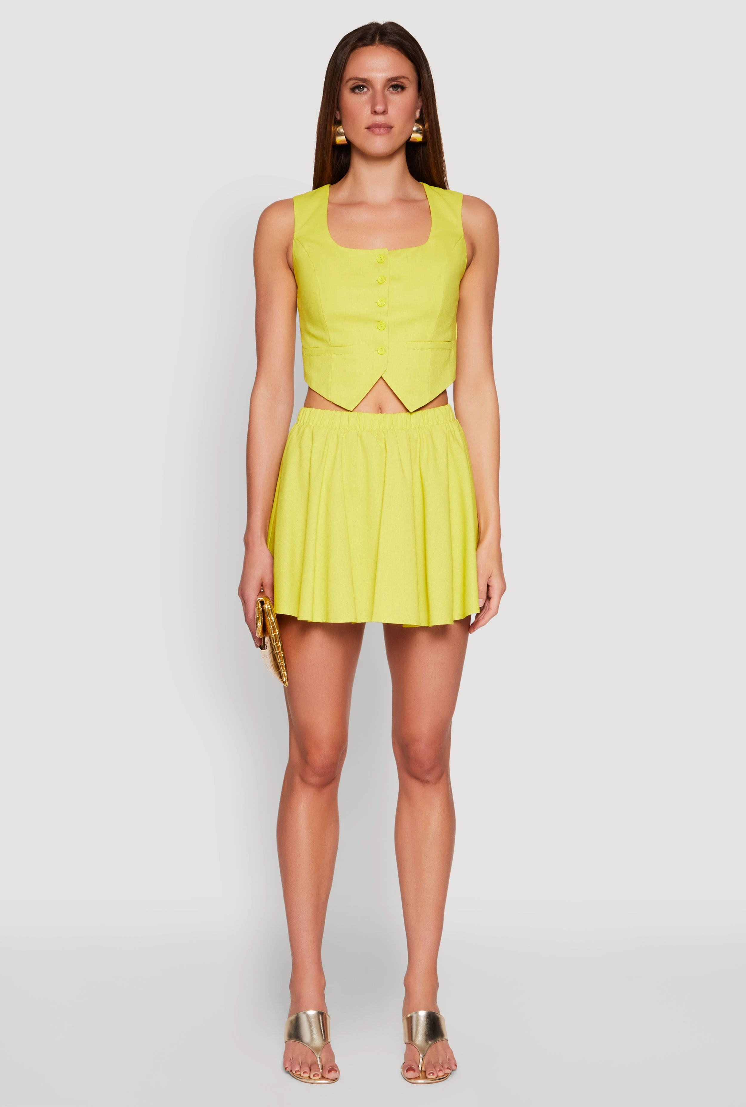 Linen blend Urban Style Linen High Waisted Skirt