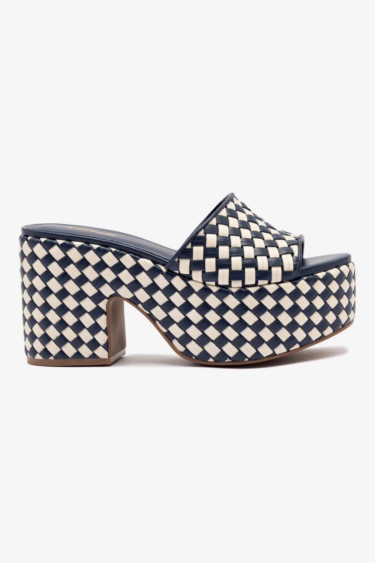 Miso Platform Sandal In Navy and Ivory Leather Casual Footwear for Beach