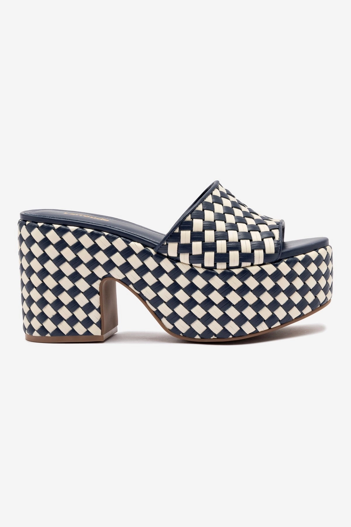 Quick Slide Miso Platform Sandal In Navy and Ivory Leather