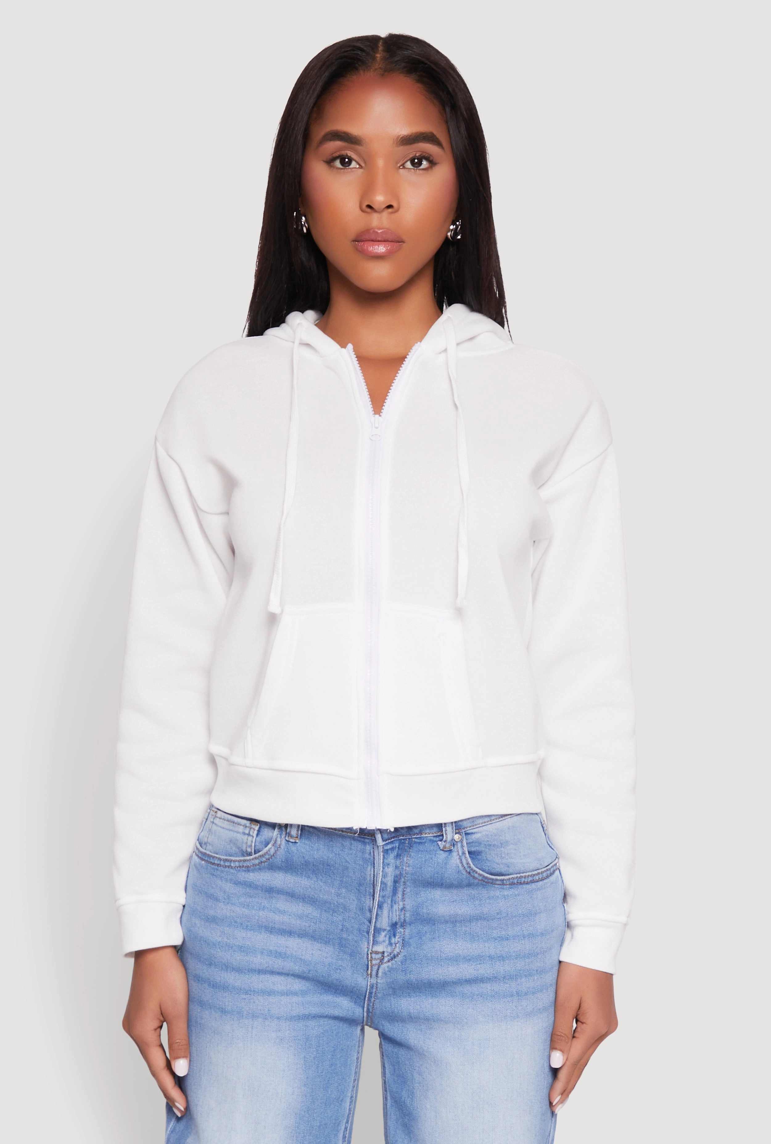 Button up style Fleece Lined Zip Front Hoodie