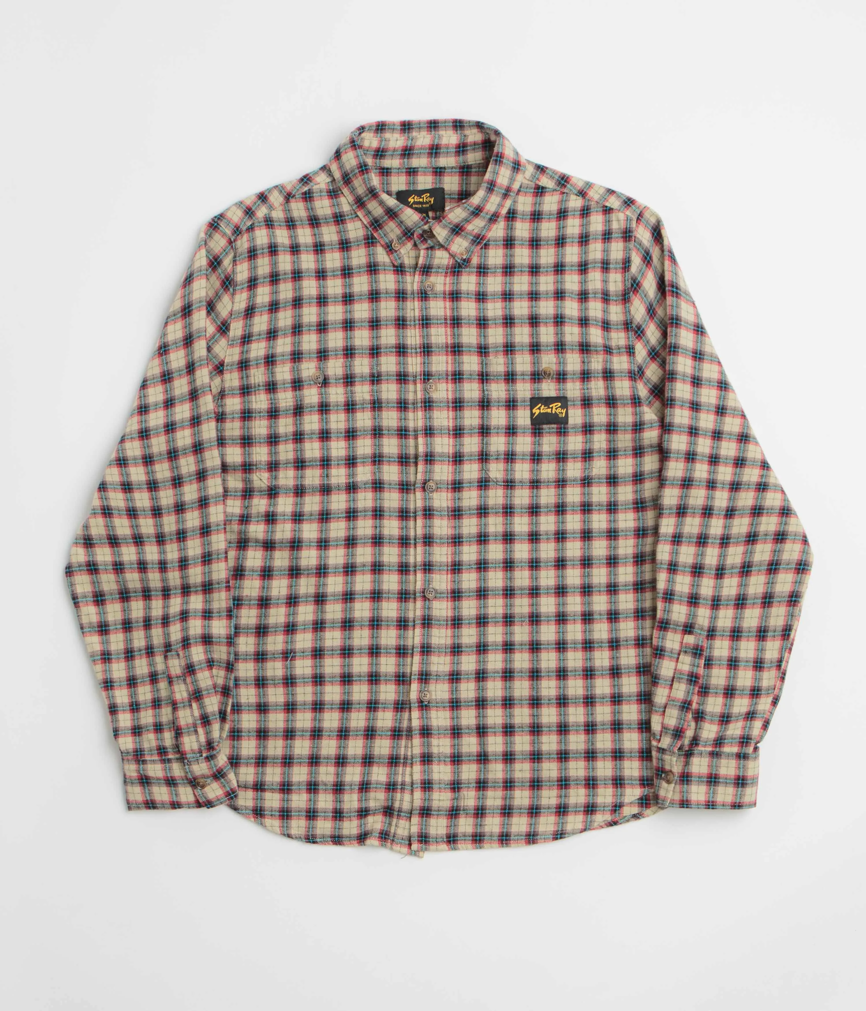 Day-To-Night Wear Premium Pima Cotton Stan Ray Flannel Shirt - Easy Natural Plaid