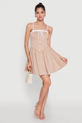 Casual Mode light layering Contrast Trim Corset Skater Dress
