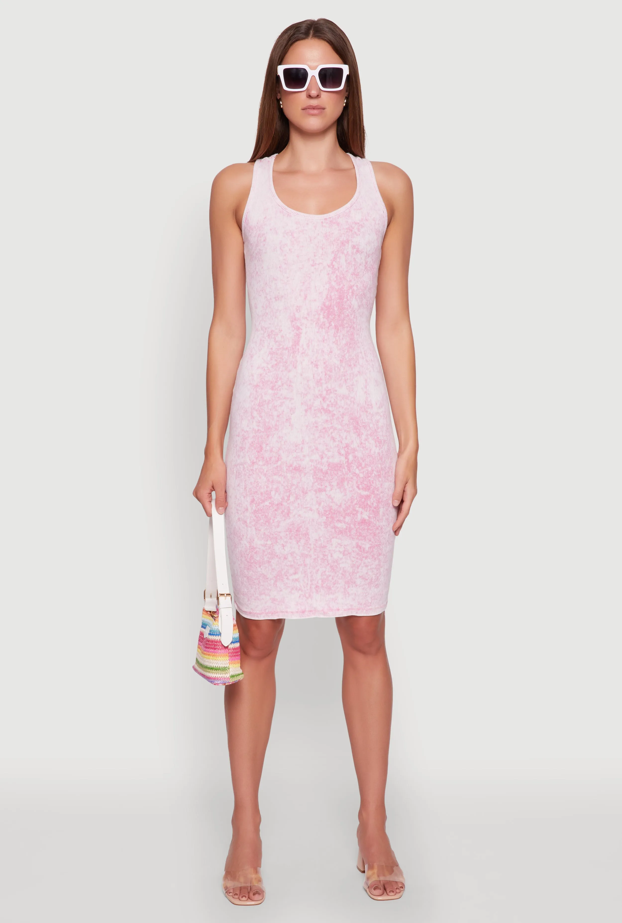 Trendy Mineral Wash Scoop Neck Racerback Tank Dress Bold Simplicity