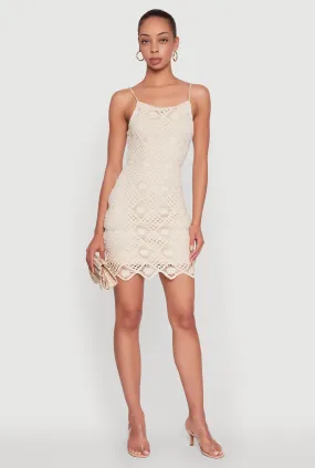 Layer Light Classic Grace Trendy Patterned Crochet Sleeveless Dress