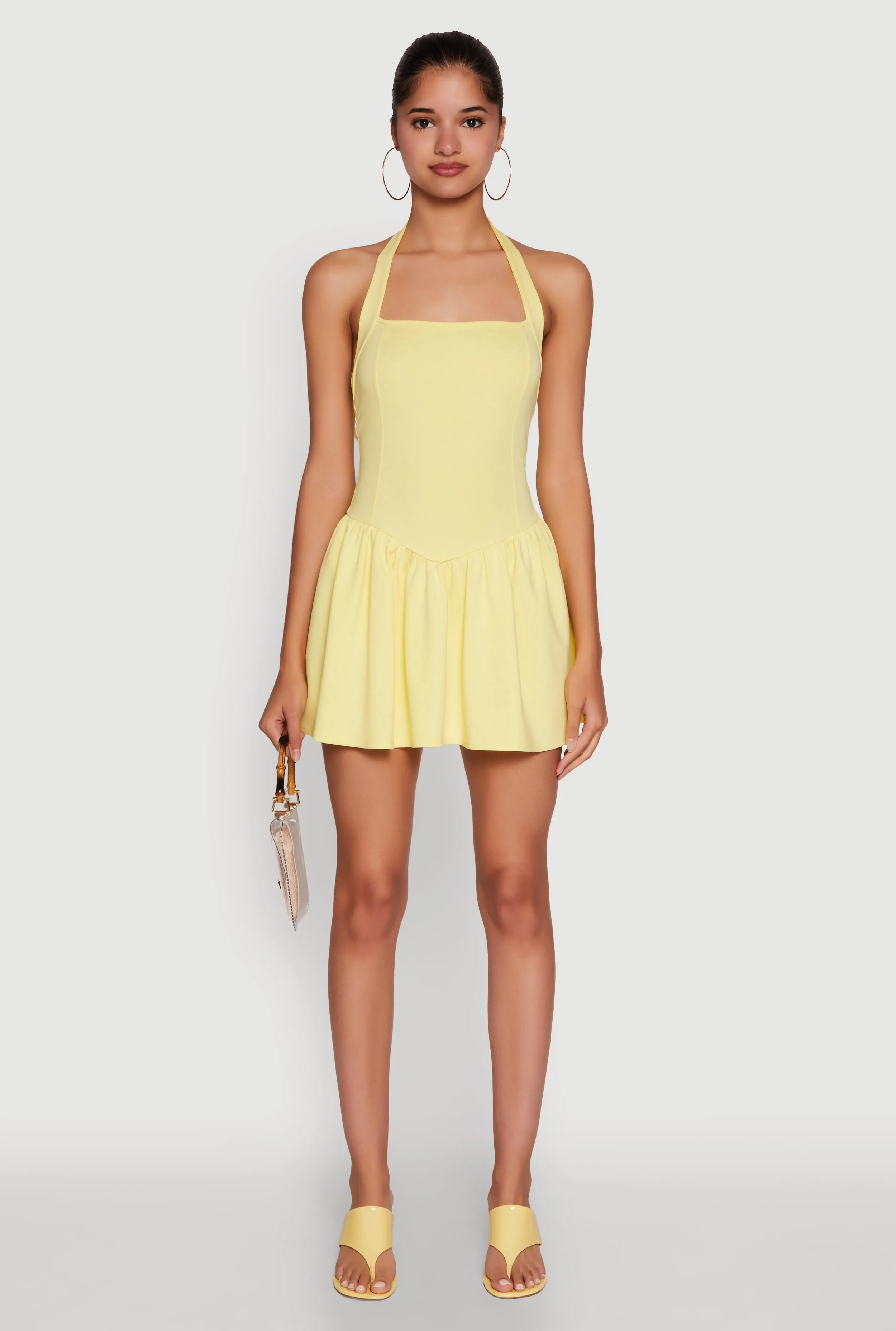 Trendy Snatched Skater Dress with Halter Neck Summer Mood