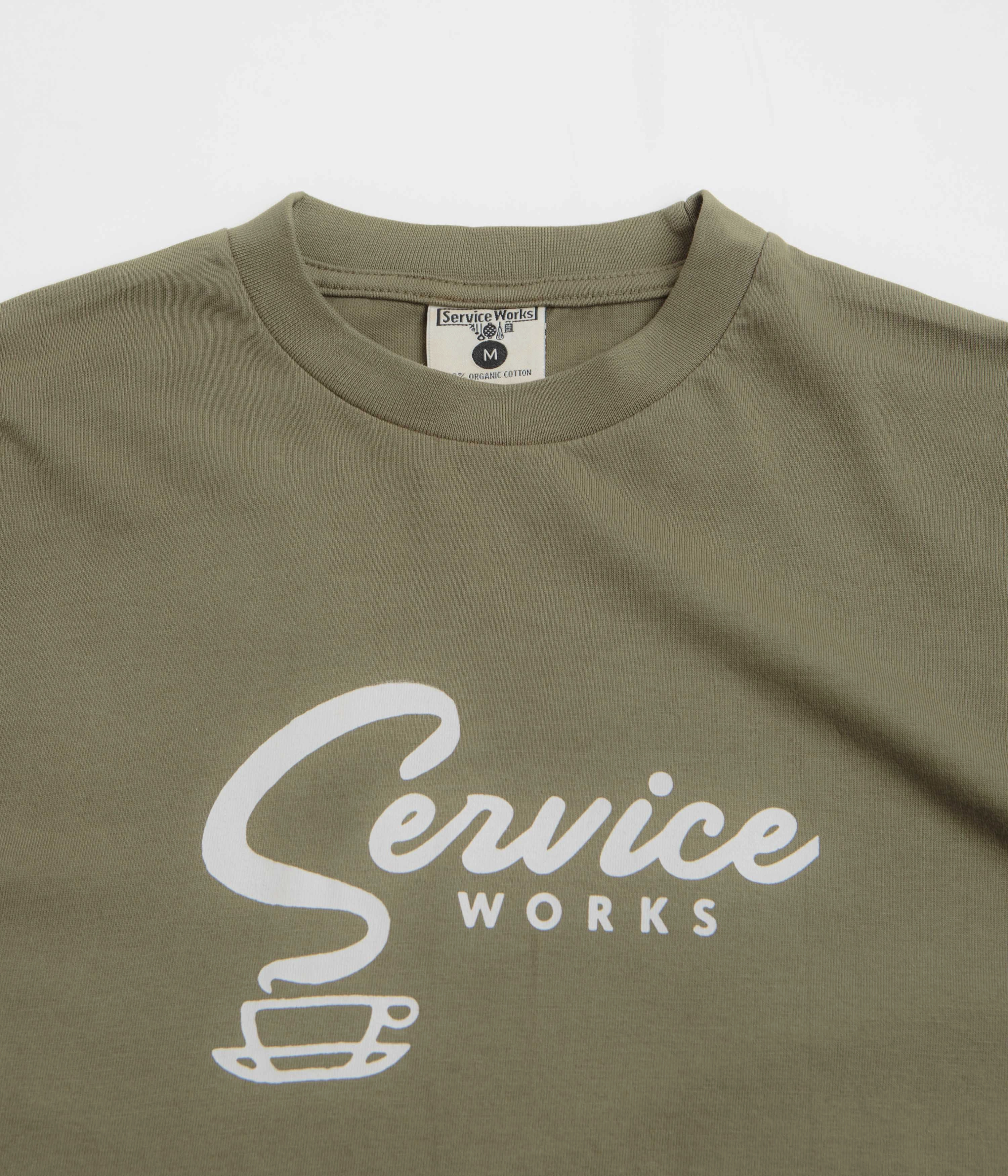Non Shrink Material Service Works Espresso T-Shirt - Olive