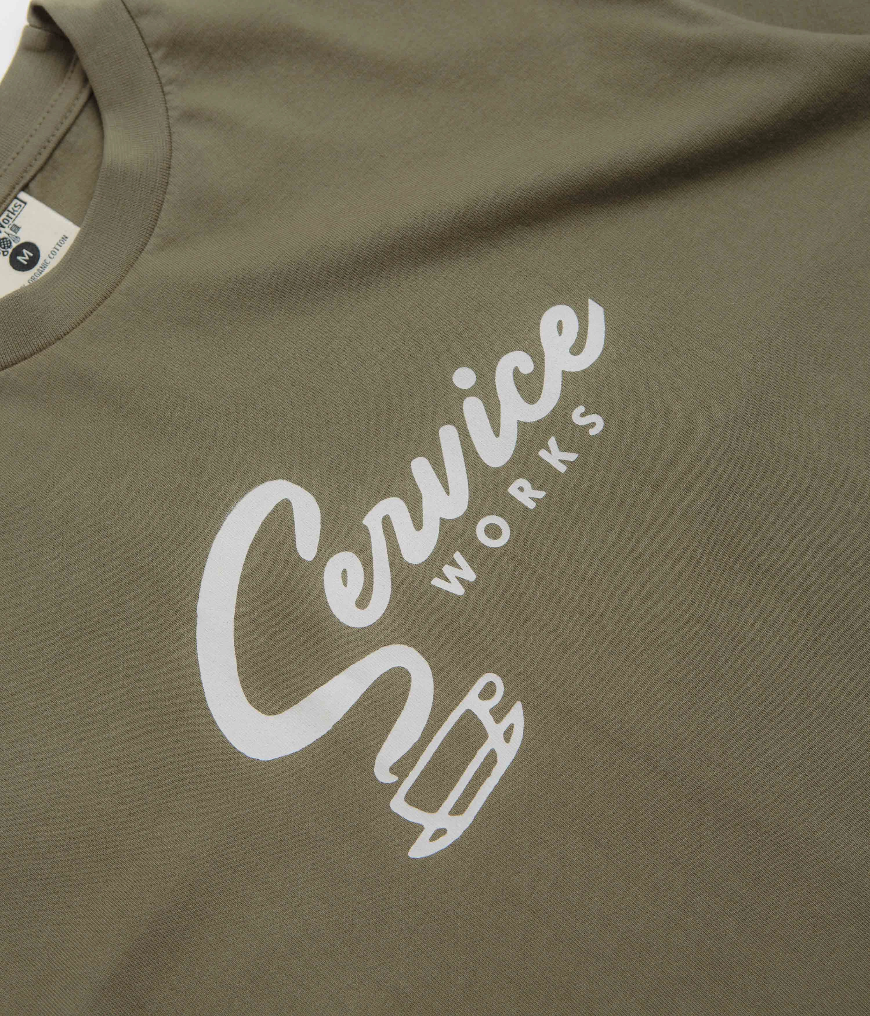 Comfy Style Casual Comfort Wear Service Works Espresso T-Shirt - Olive