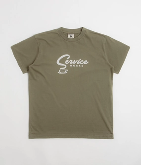 Service Works Espresso T-Shirt - Olive Casual Touch Soft touch finish