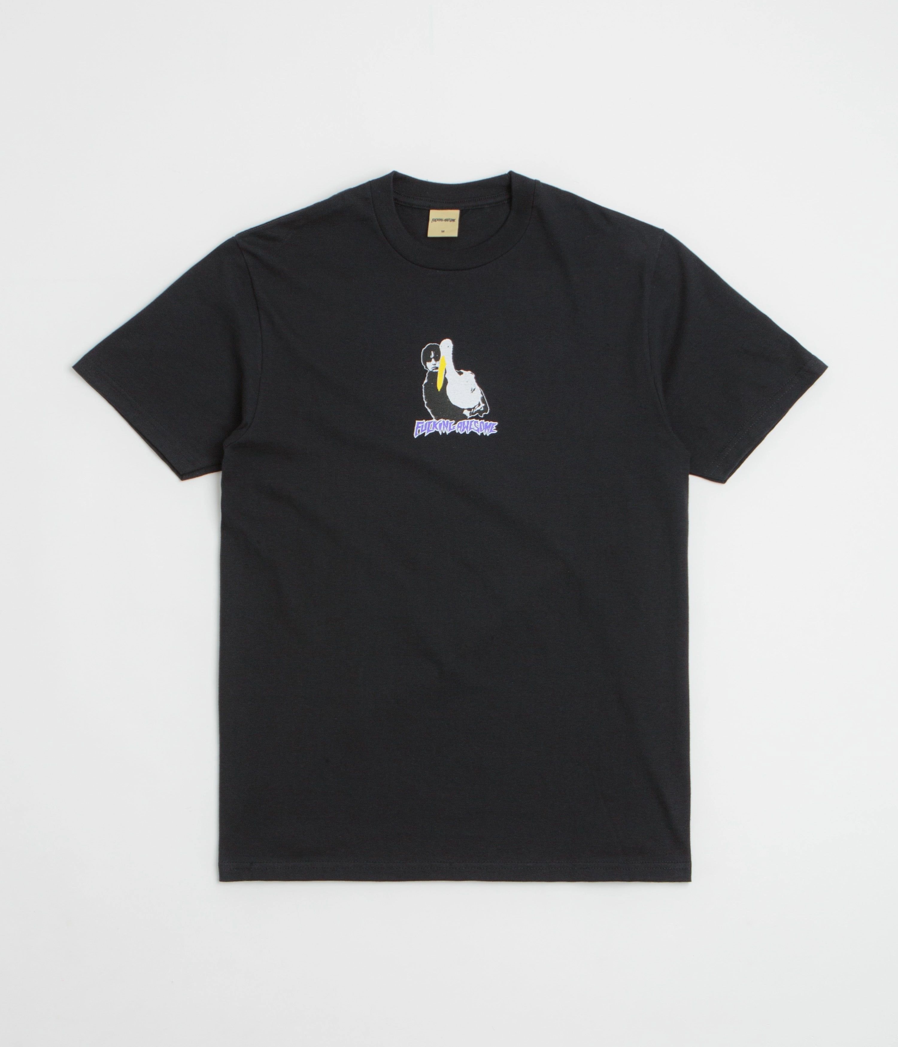 Essential Style Wear Garment Washed Texture Fucking Awesome High Lonesome II T-Shirt - Black