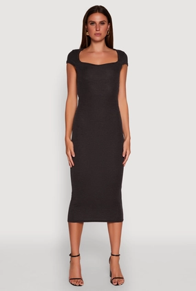 Trendy Textured Knit Tie Back Cut Out Maxi Dress Layered Movement Classic Layering