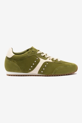 Stella Sneaker In Seaweed Suede and Ivory Leather High   Top
