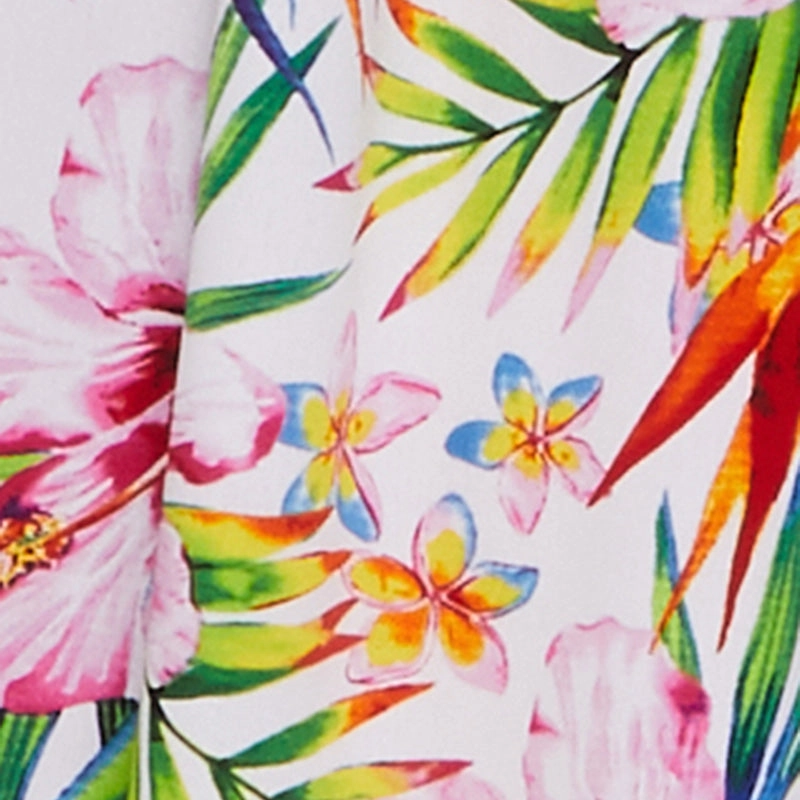Tropical Floral Maxi Dress with V Neck and Smocked Details Whimsical Mood