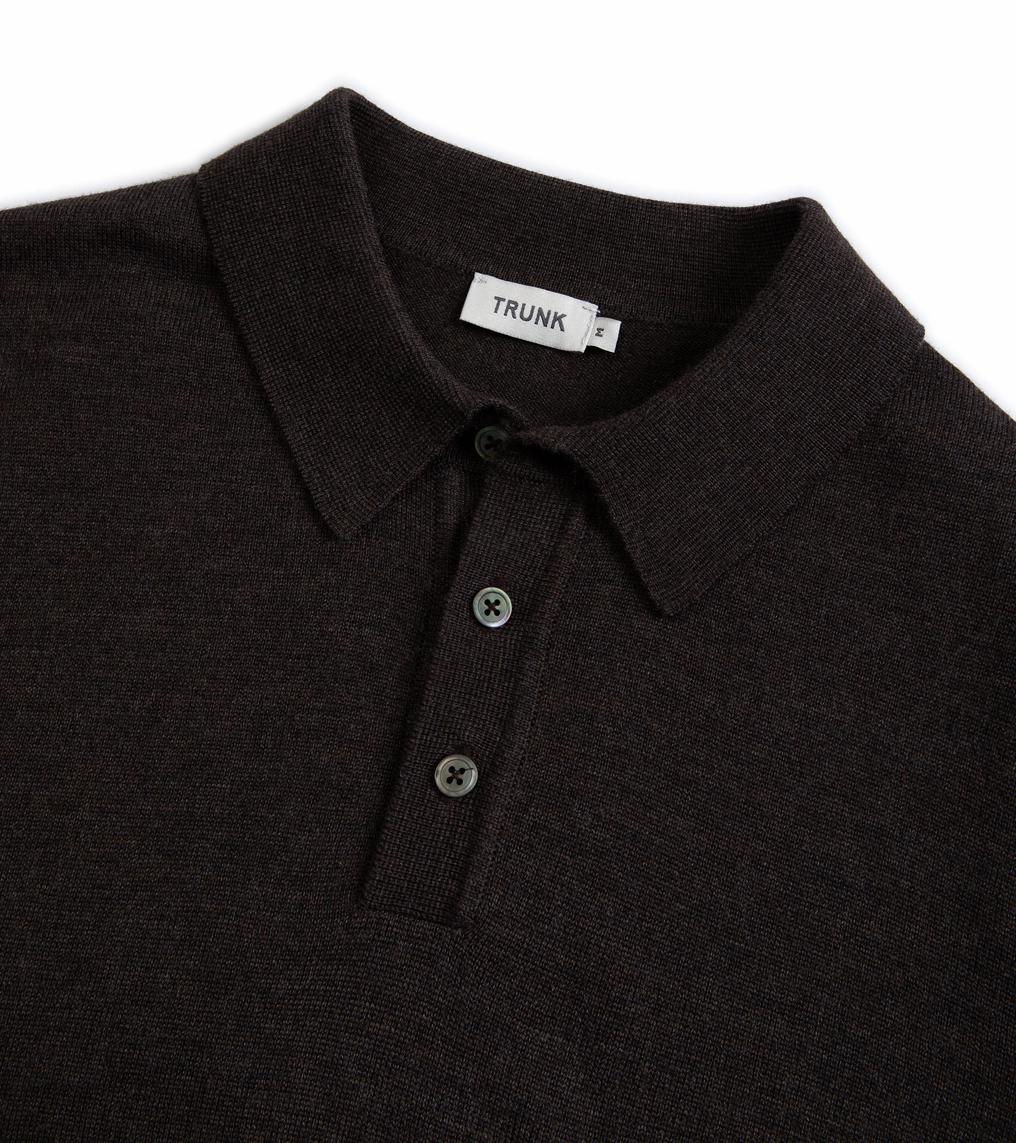 Reinforced Shoulders Slim Tailored Trunk Enford Merino Knit Long Sleeve Polo Shirt: Mole Brown