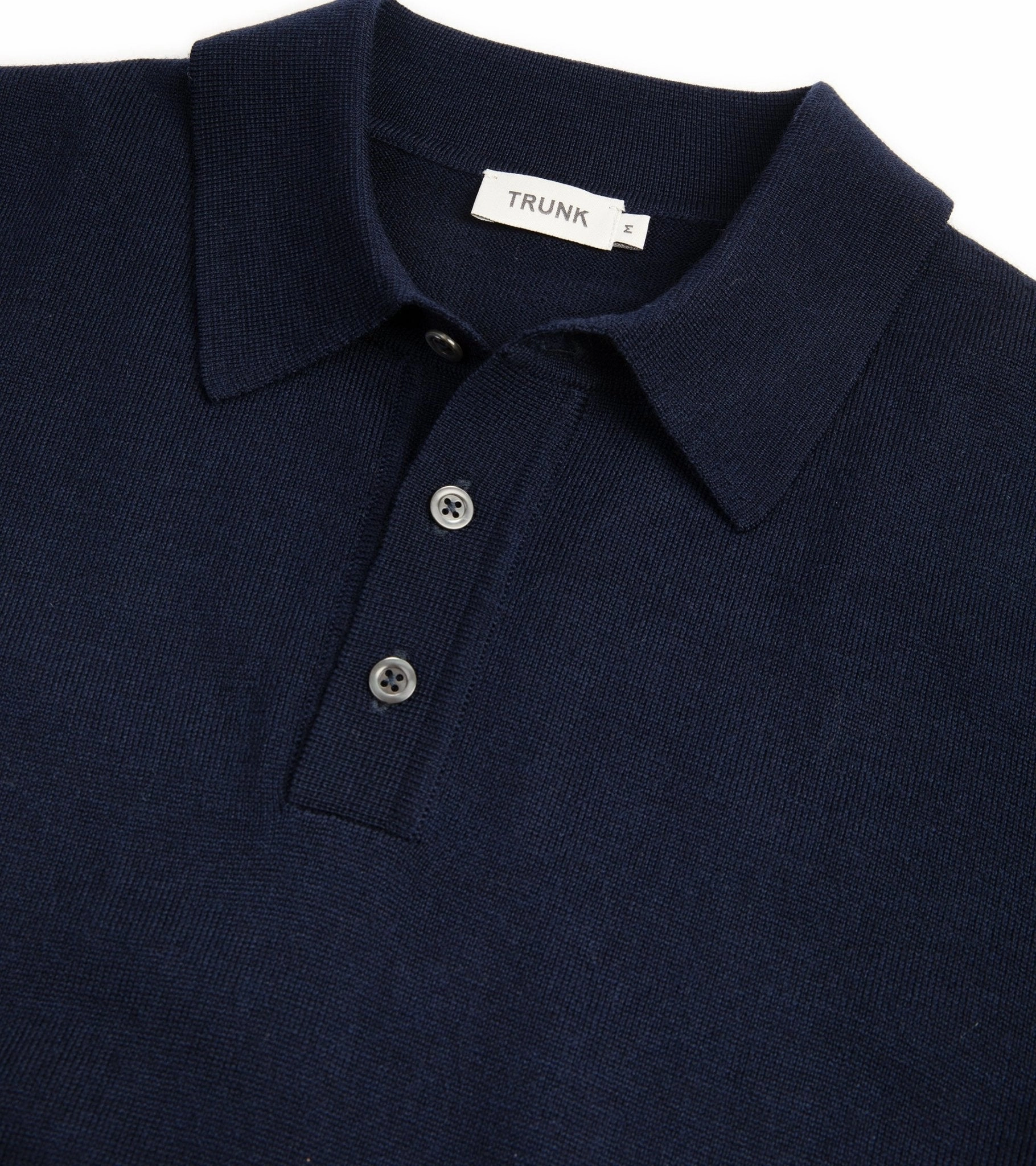 FadeResistant Dye WrinkleResistant Finish Trunk Enford Merino Knit Long Sleeve Polo Shirt: Navy