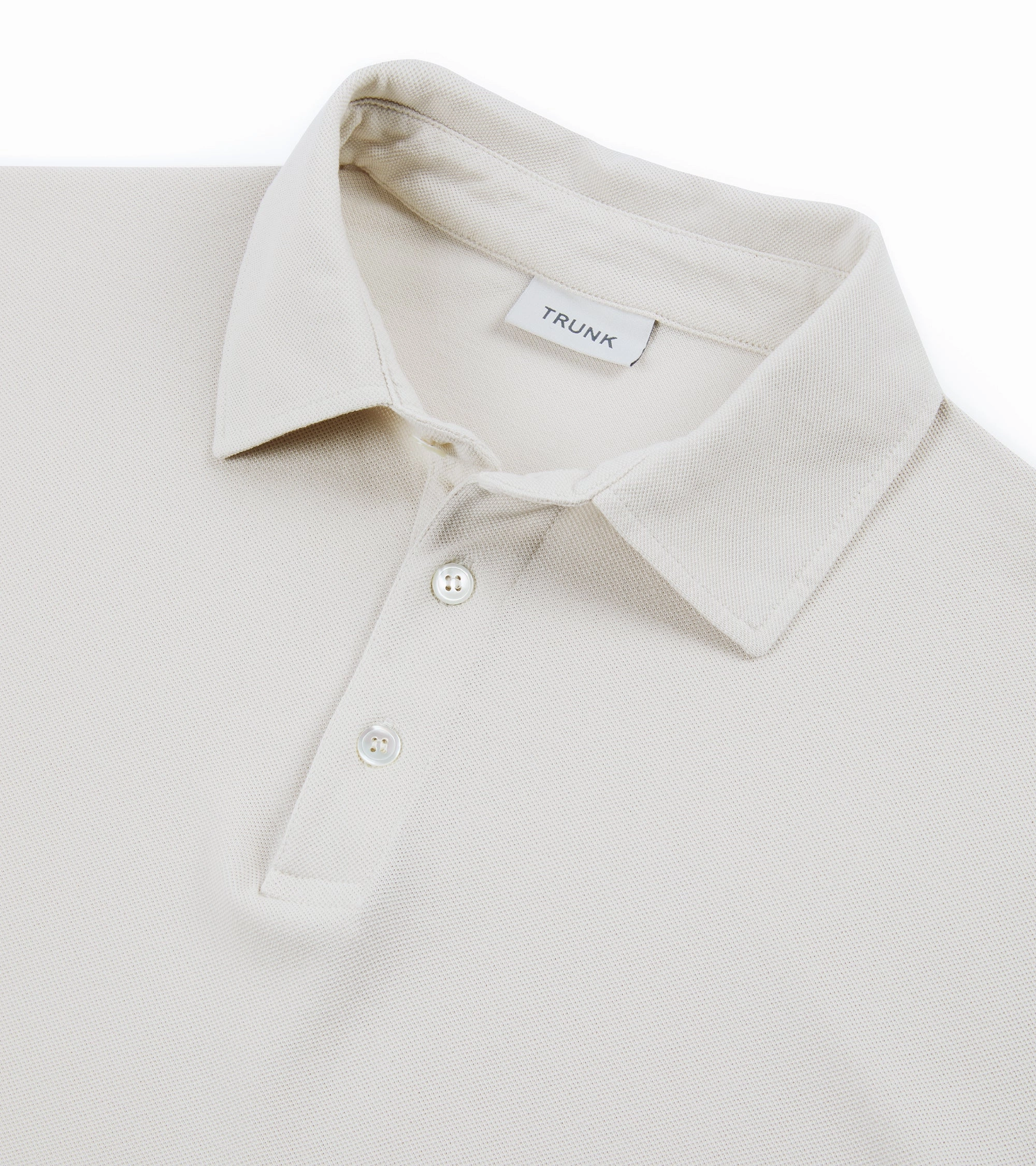 Trunk Moxon Long Sleeve Polo Shirt: Cream Ventilated Side Gussets
